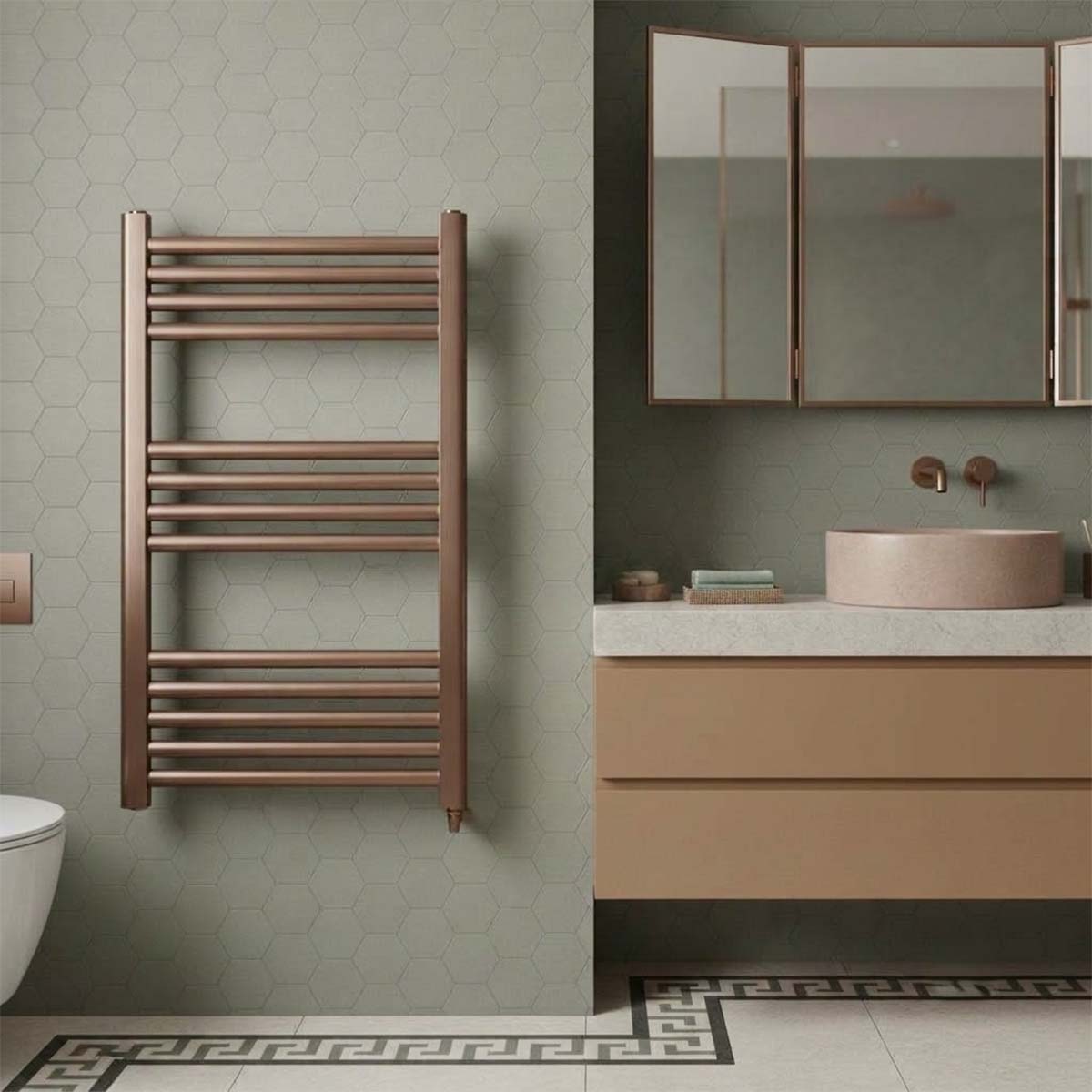 small brushed bronze electric towel radiator 800mm