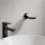 matt black soap dish with frosted glass