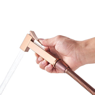 Square Rose Gold Hot and Cold Douche Shower Kit with Handset, Hose & Wall Bracket Secondary image