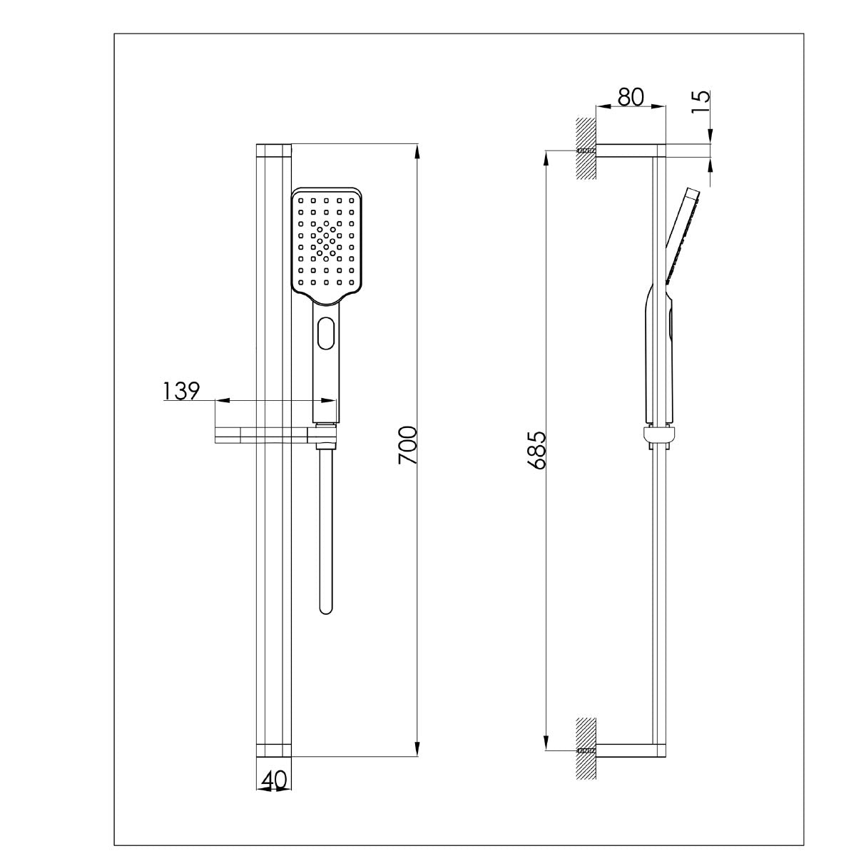 square Slide Rail Kit Brushed Bronze