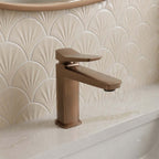 brushed bronze square basin tap