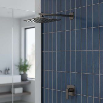 square brushed black shower head 250mm Main image