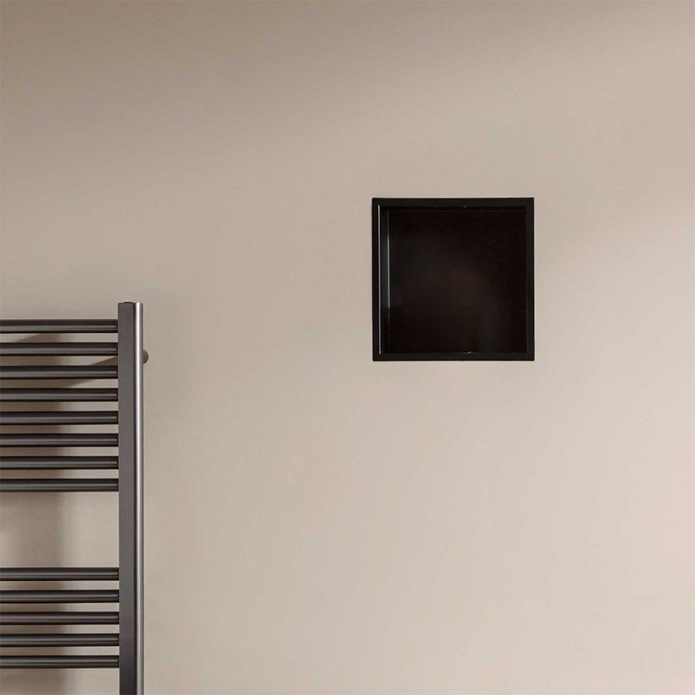 square matt black shower niche