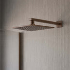 square wall mount shower arm 400mm - bronze 
