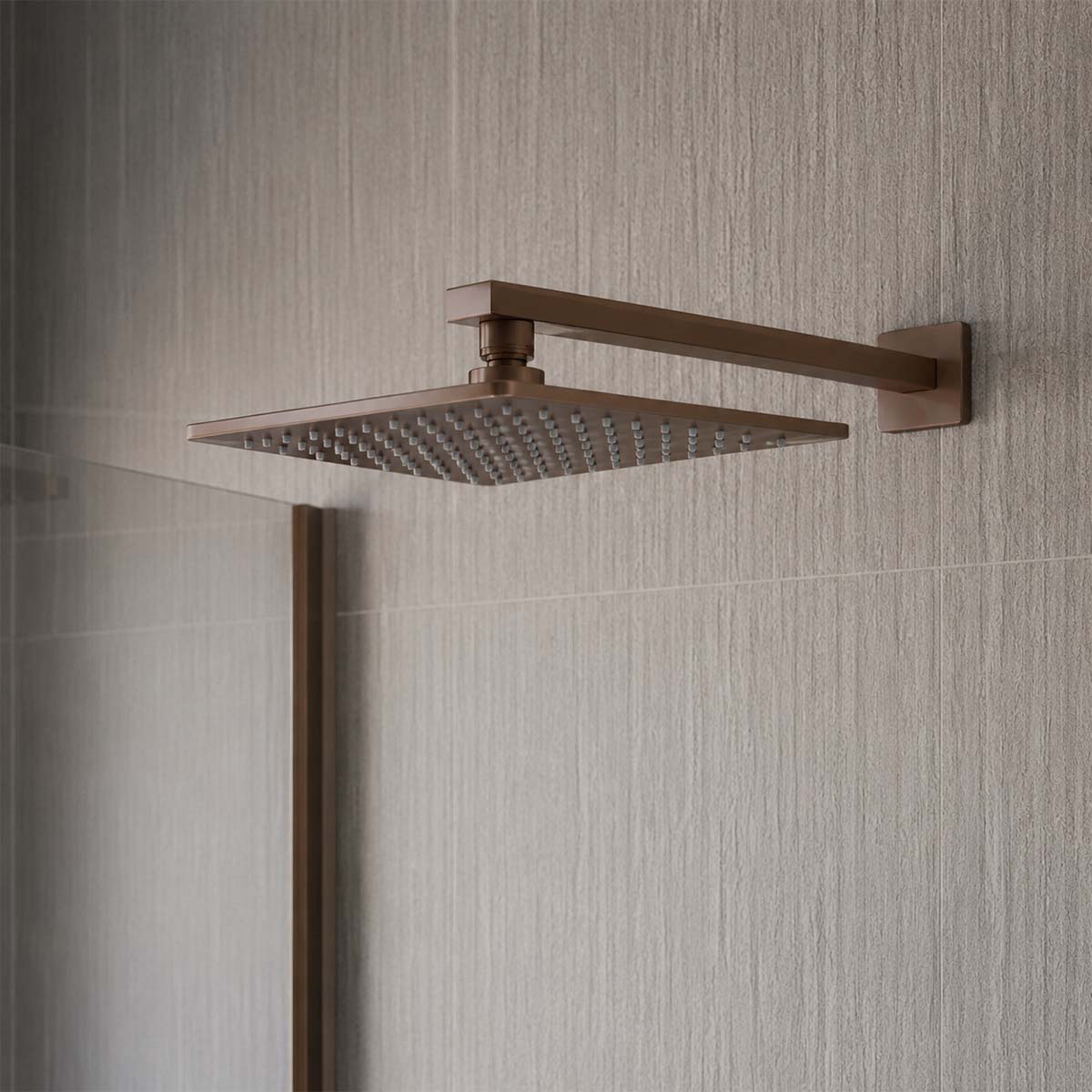 square wall mount shower arm 400mm - bronze 