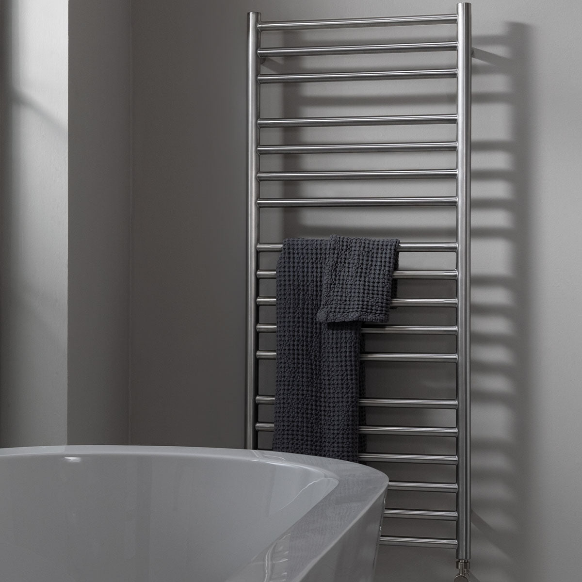 Brushed Stainless Steel Towel Rail Dual Fuel  Main image
