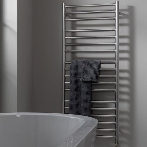 Brushed Stainless Steel Towel Rail Dual Fuel 