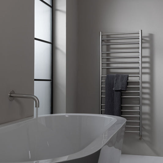 Dual Fuel Towel Radiator- Brushed Stainless Steel 1200mm x 400mm