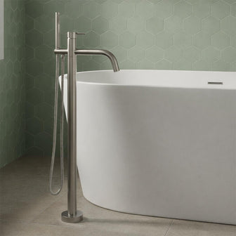 stainless steel freestanding bath tap with shower attachment  Main image