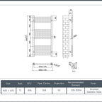 stainless steel heated towel radiator 800 x 400mm