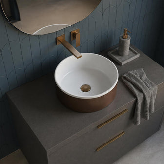 Brushed Bronze Round Countertop Basin with Click Clack Waste Secondary image