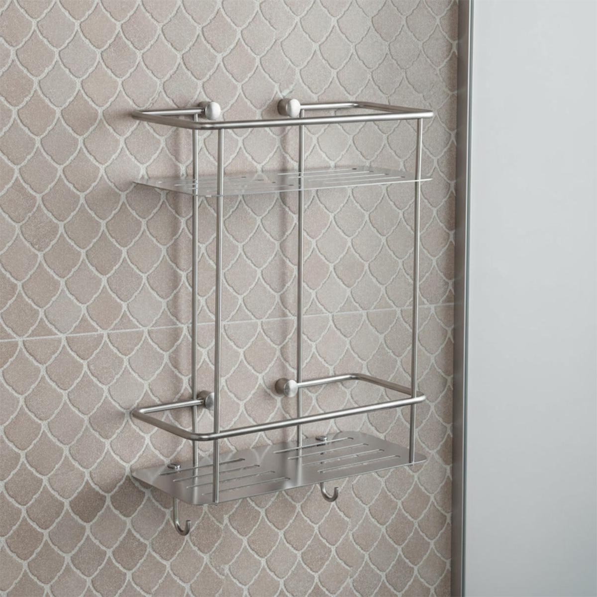 stainless steel shower caddy with double tier