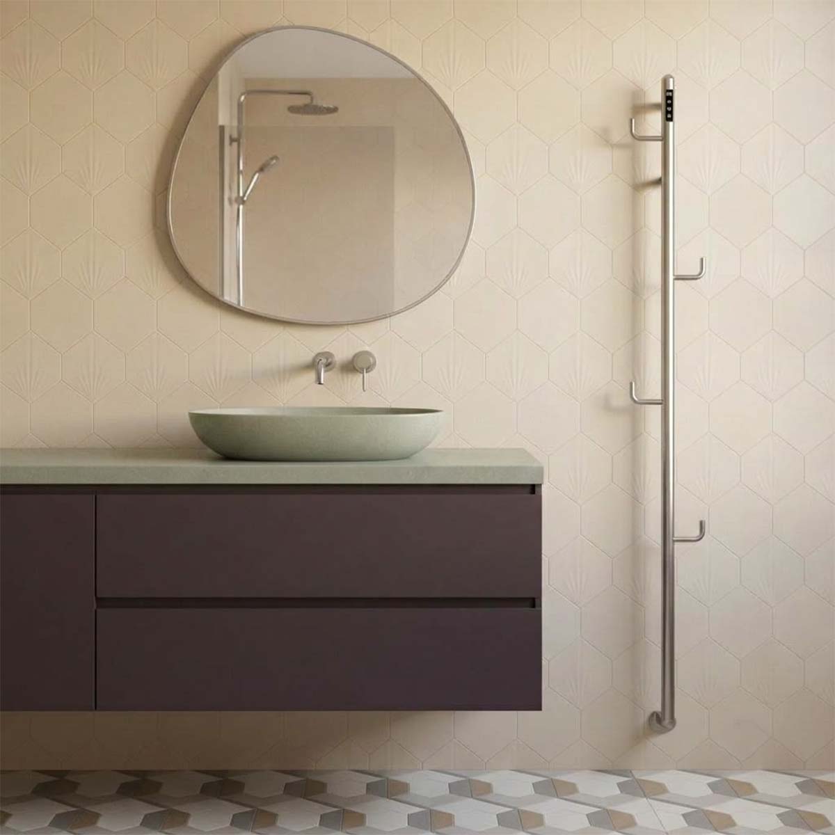 stainless steel designer towel bar electric heated 