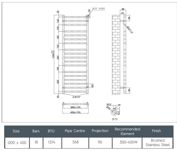 brushed steel towel rail