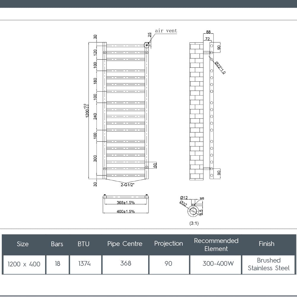 stainless steel towel rail radiator 