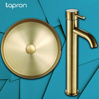 single level basin mixer gold brushed Main image