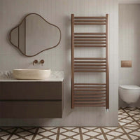 tall 1200m brushed bronze electric towel rail