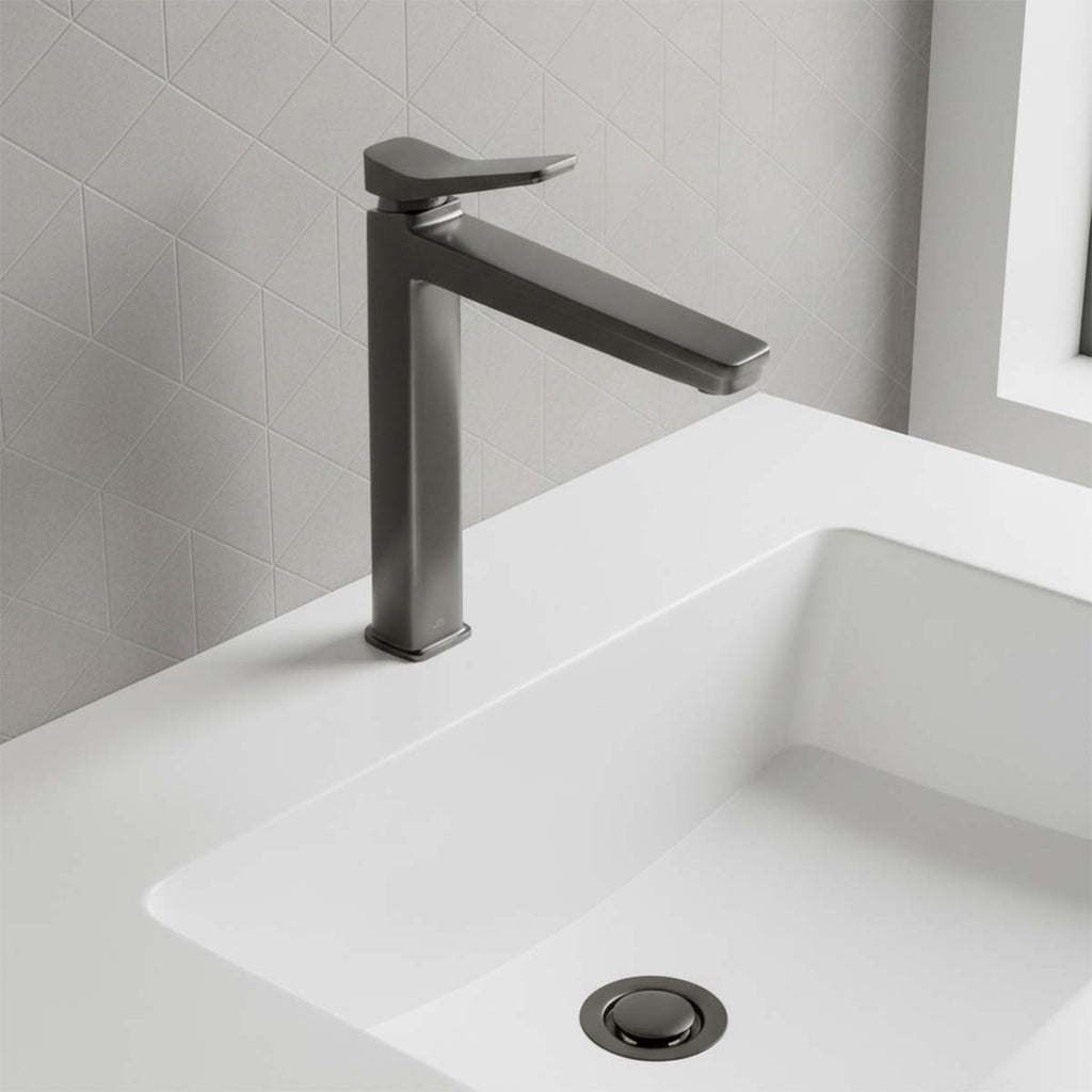 tall basin tap brushed black