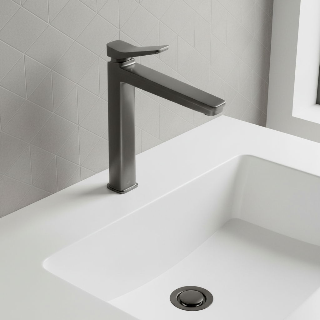 tall basin tap brushed black 