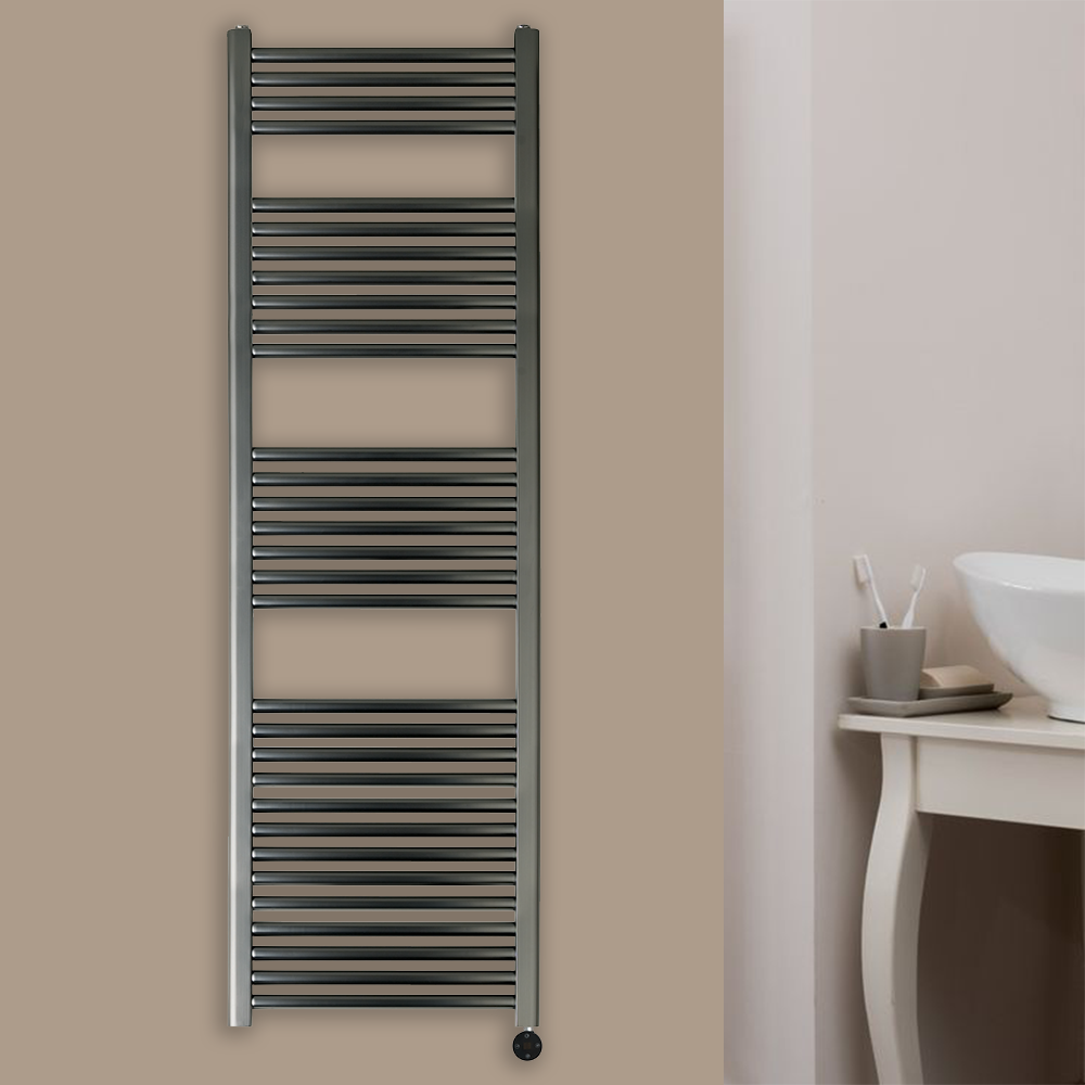 black electric towel rail with thermostat