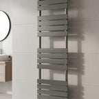 tall brushed black flat bars towel radiator 