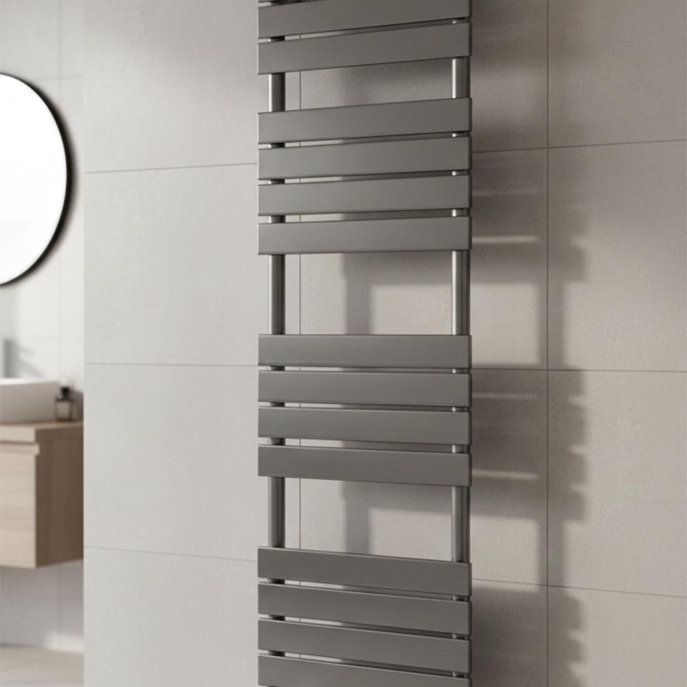tall brushed black flat bars towel radiator 