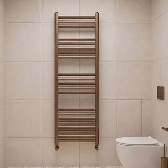 tall brushed bronze dual fuel towel rail 1200mm  Main image