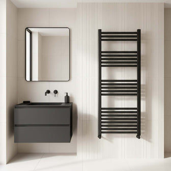 tall dual fuel towel radiator - matt black  Main image