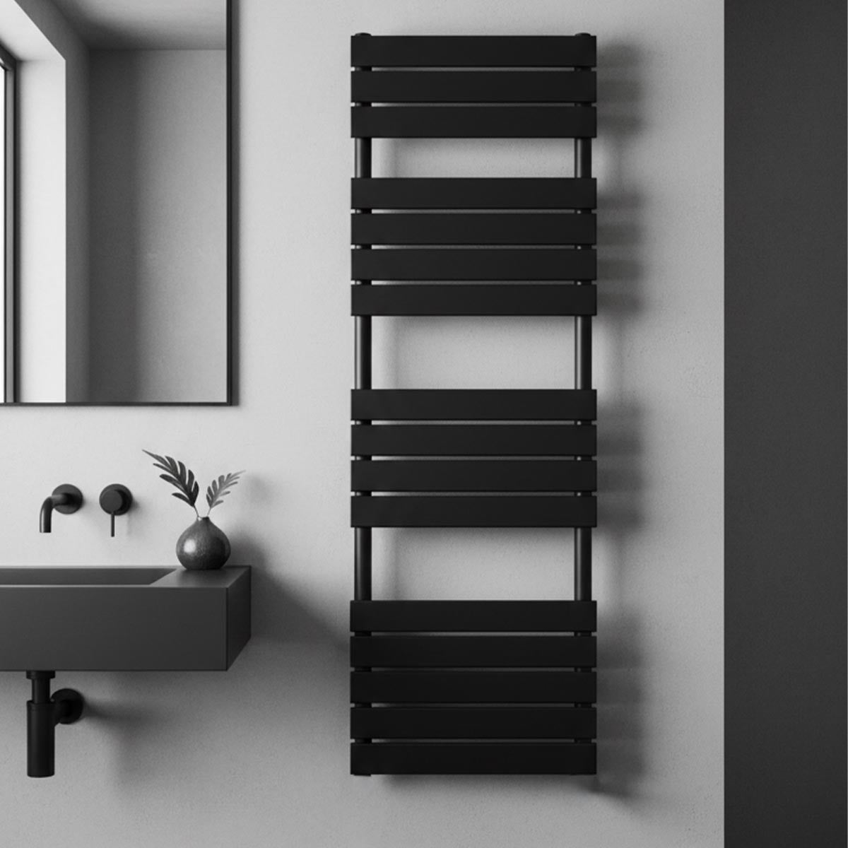 tall matt black bathroom radiator 
