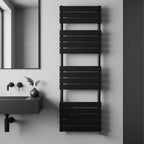 tall matt black bathroom radiator 