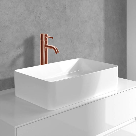 tall wash basin tap rose gold 1000