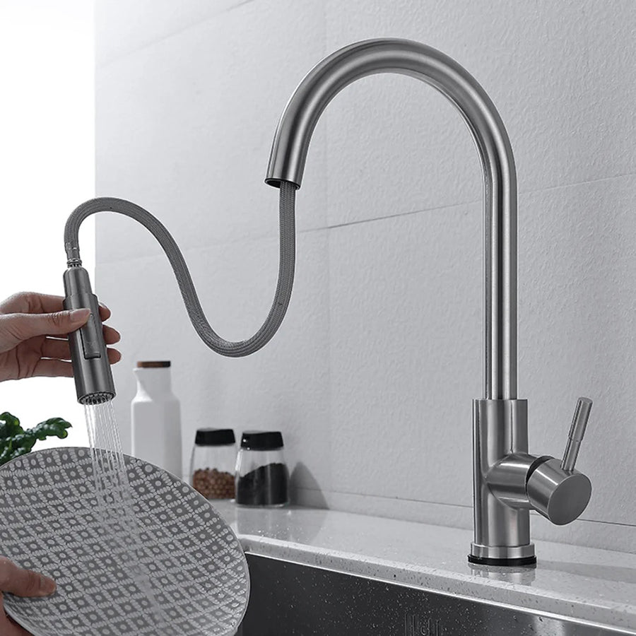 pull out kitchen mixer tap stainless steel - Tapron