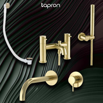 gold bath shower mixer tap with click clack waste Main image