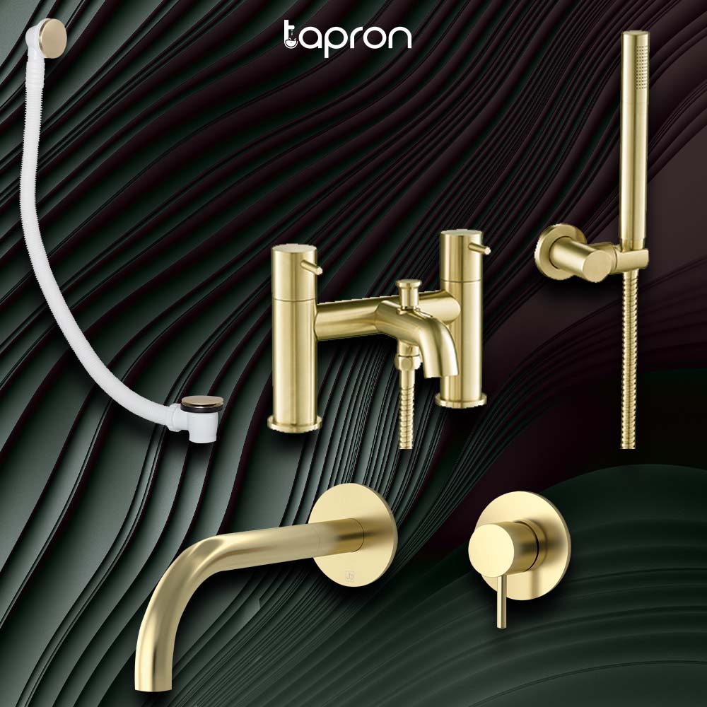 gold bath shower mixer tap with click clack waste