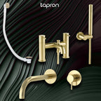 gold bath shower mixer tap with click clack waste