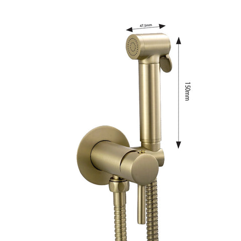 Brushed Brass Tumbler Holder, Towel Rail, Toilet Roll Holder, Brush & Douche Shower Kit