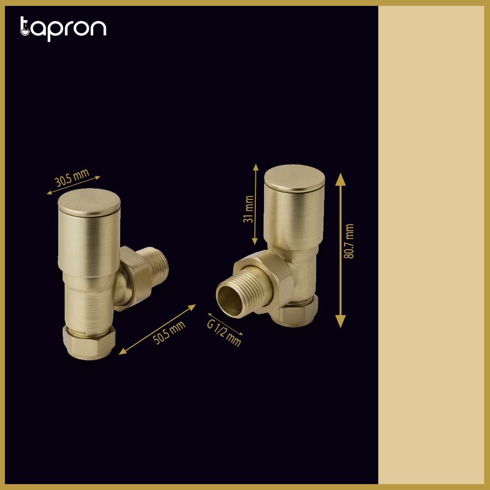 Angled Radiator Valve - Brushed Brass Pair Secondary image