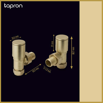 Angled Radiator Valve - Brushed Brass Pair Secondary image