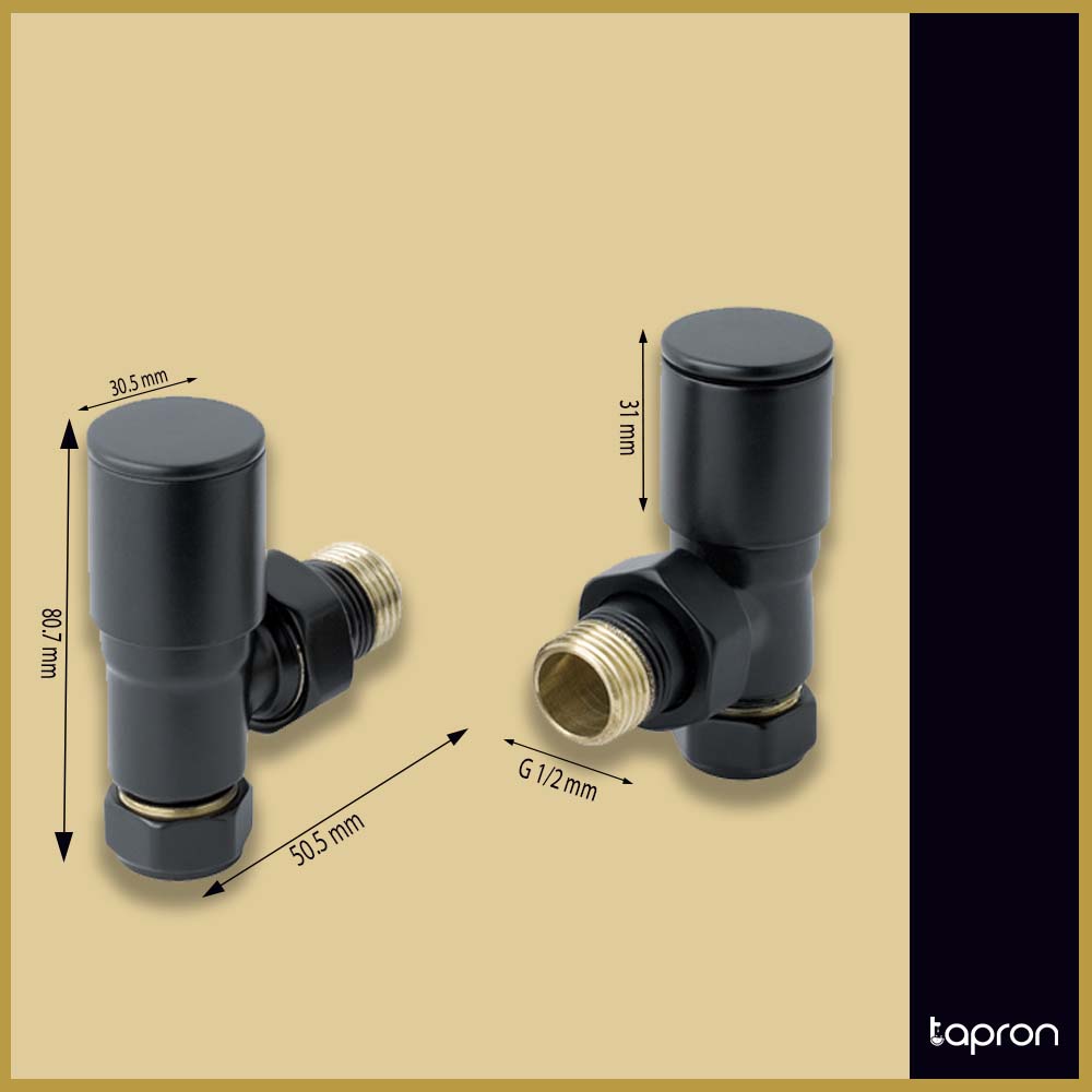 Angled Radiator Valve Pair - Matt Black Secondary image