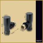 Angled Radiator Valve Pair Matt Black - Tapron