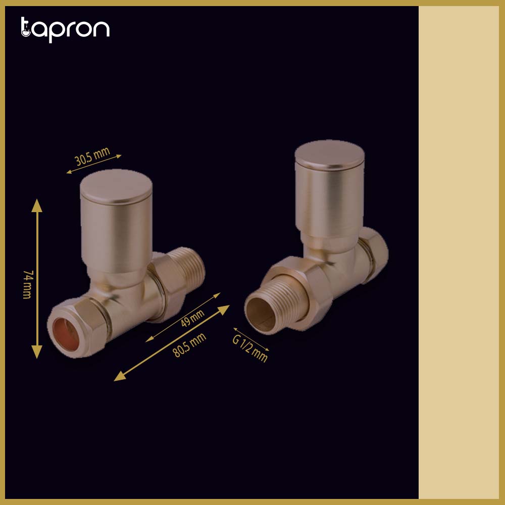 Straight Bronze Radiator Valve (Pair) - Brushed Bronze Secondary image