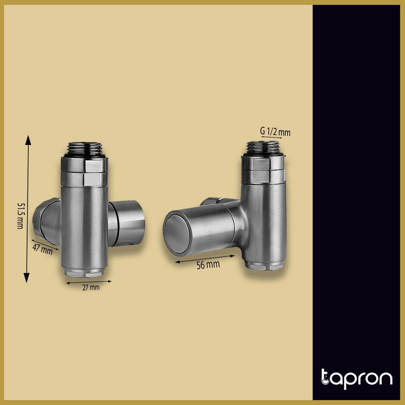 Brushed Black Dual Fuel Towel Rail Valves - Tapron