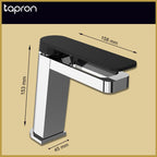 Chrome Deck Mounted Single Lever Basin Mixer Tap Black - Tapron