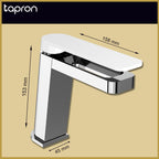 Chrome Deck Mounted Single Lever Basin Mixer Tap White - Tapron