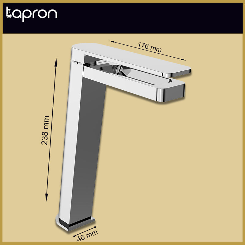 Chrome Deck Mounted Single Lever Basin Mixer Tap Tall - Tapron