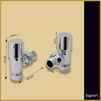 Round Angled Towel Radiator Valves (Pair) - Chrome Finish Secondary image