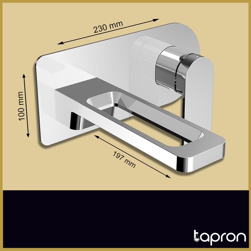 Chrome Single Lever Wall Mounted Basin Mixer Tap - Tapron