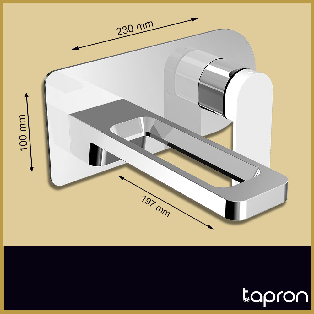 Chrome Wall Mounted basin Mixer Tap White - Tapron