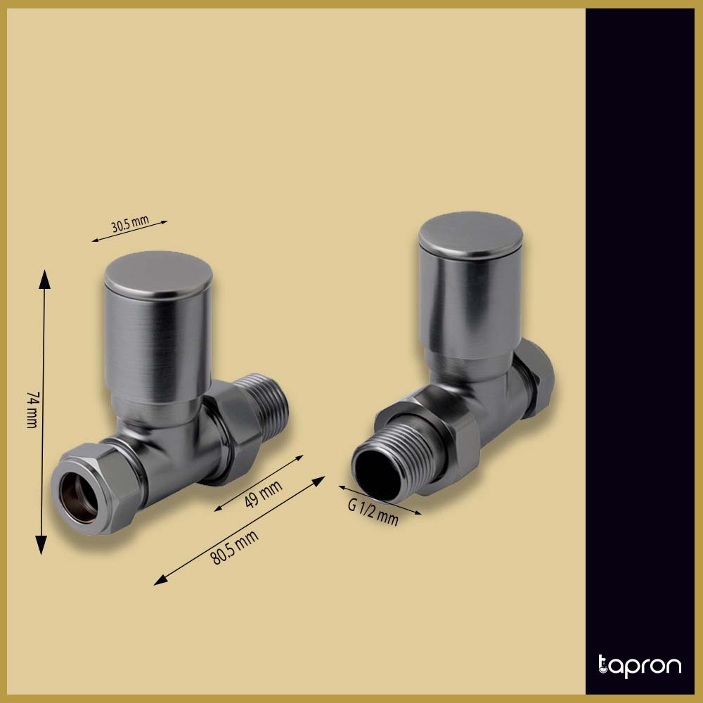 Brushed Black Straight Radiator Valve Pair Secondary image