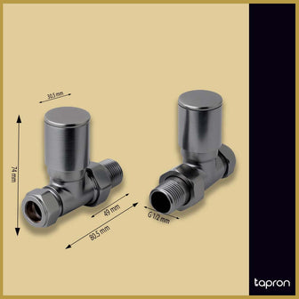 Brushed Black Straight Radiator Valve Pair Secondary image